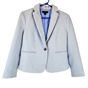 ANN TAYLOR Blazer in White and Light Blue Tweed Cotton Blend Sz 6